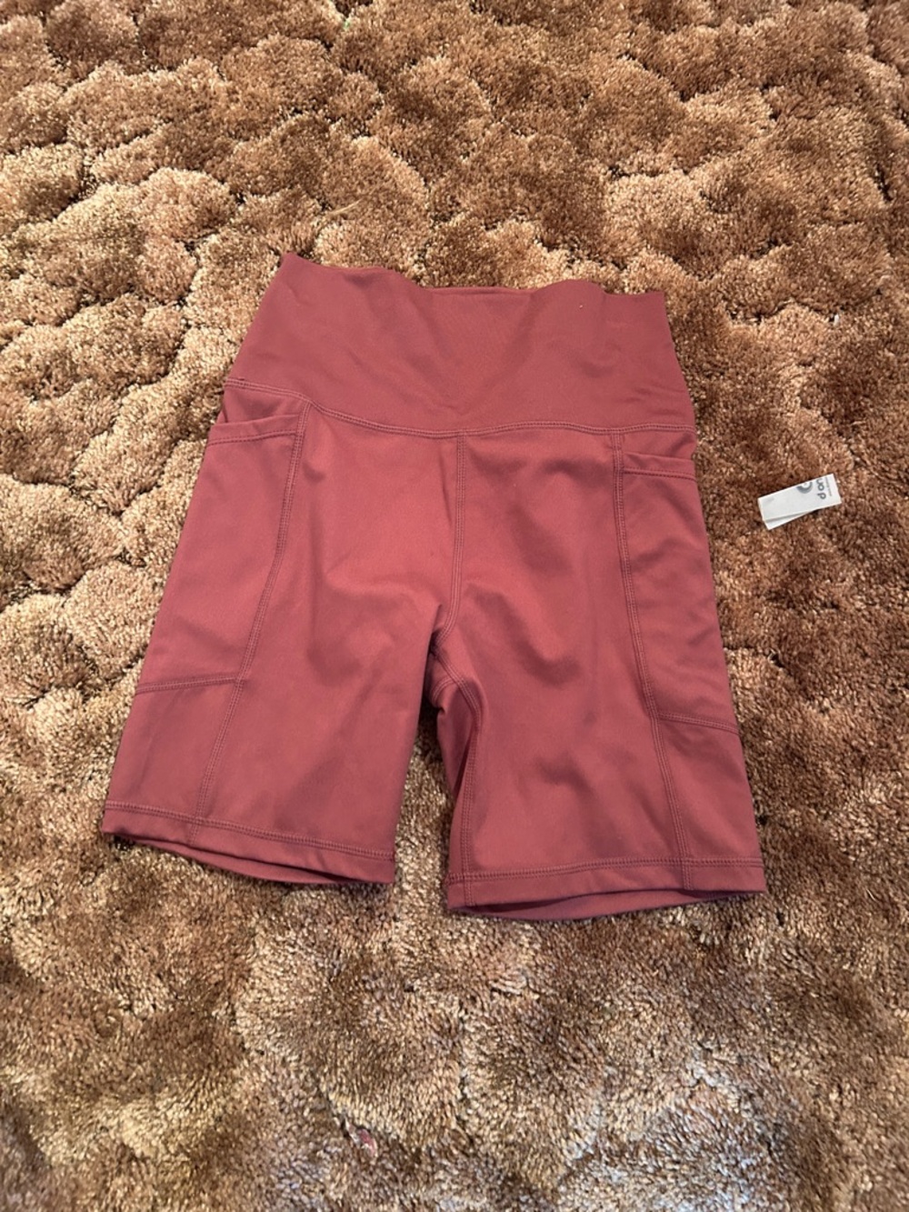 High-Waist Rust Active Bike Shorts